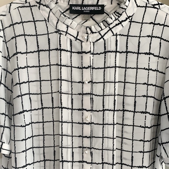 Karl Lagerfeld Paris size L plaid blouse - Picture 6 of 16